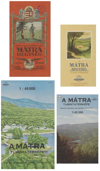 Régi Mátra turistatérkép borítók