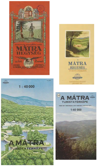 Régi Mátra turistatérkép borítók