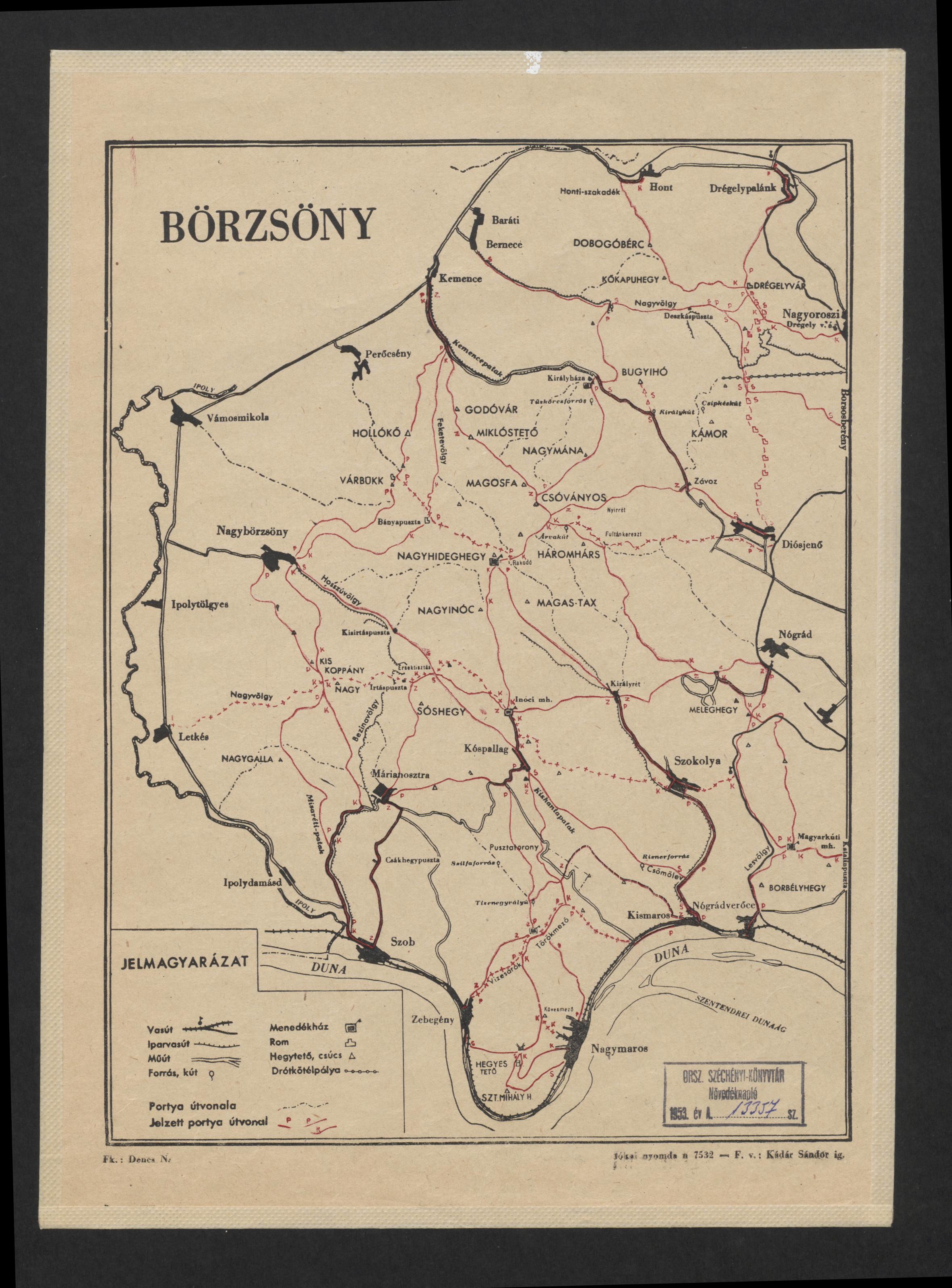 Portyavezető jellegű térképvázlat a Börzönyről, 1953